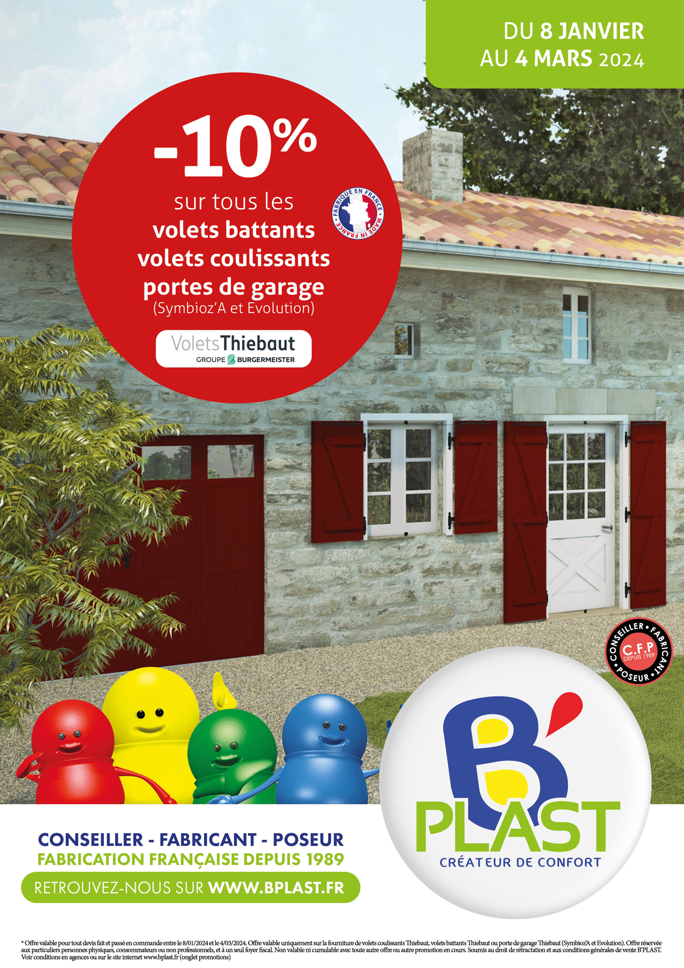 Porte de garage battante • B'Plast, menuiserie PVC et Alu